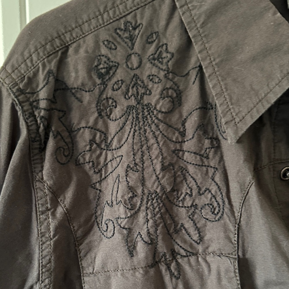 Men's Brown Western Pearl Snap Shirt - Picture 4 of 6
